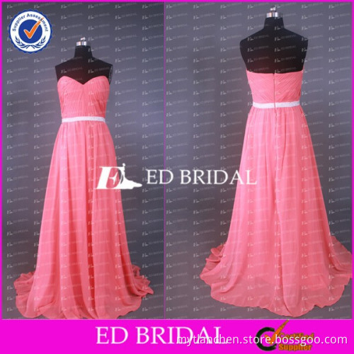 CE606 Cheap Simply Sweetheart Floor Length Red Chiffon Dress For Bridesmaid